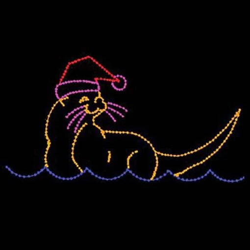 8' X 15' Sea Otter With Santa Hat, LED
