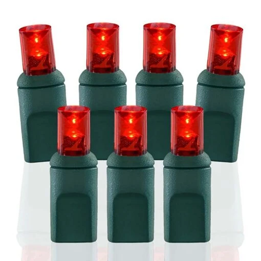 Wide Angle Conical Battery Operated LED D Cell 50 Lights - Red